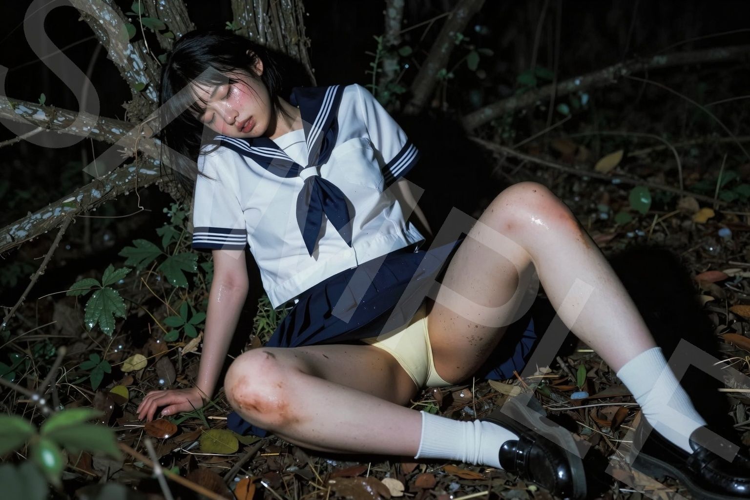 深夜の撮影 制服コレクション 森編  Vol.2 - サンプル画像 1