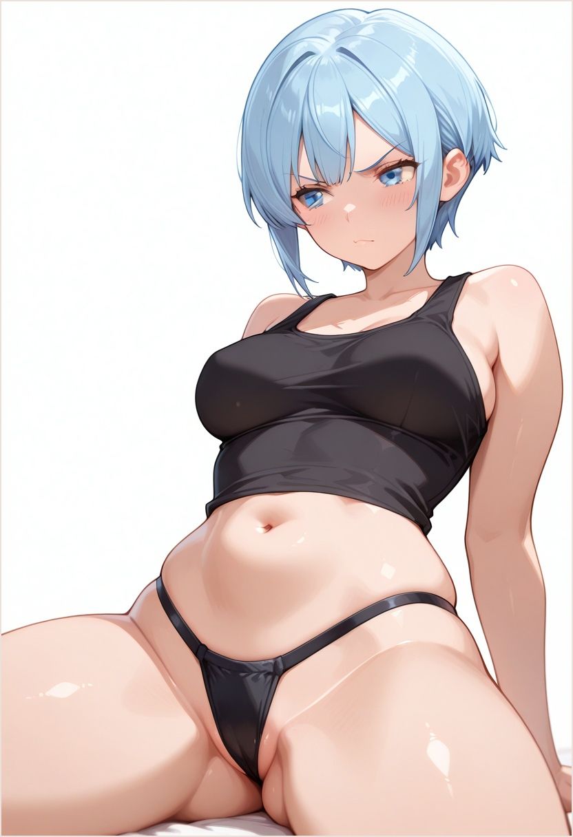 水色ショートの誘惑 - サンプル画像 1