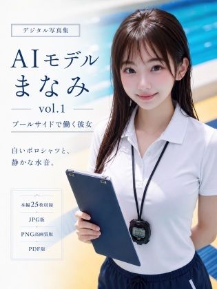 AIモデルまなみ vol.1 プールサイドで働く彼女 - サンプル画像 1