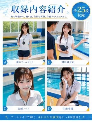 AIモデルまなみ vol.1 プールサイドで働く彼女 - サンプル画像 2