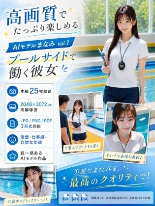 AIモデルまなみ vol.1 プールサイドで働く彼女 - サンプル画像 3