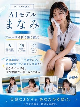 AIモデルまなみ vol.1 プールサイドで働く彼女 - サンプル画像 5