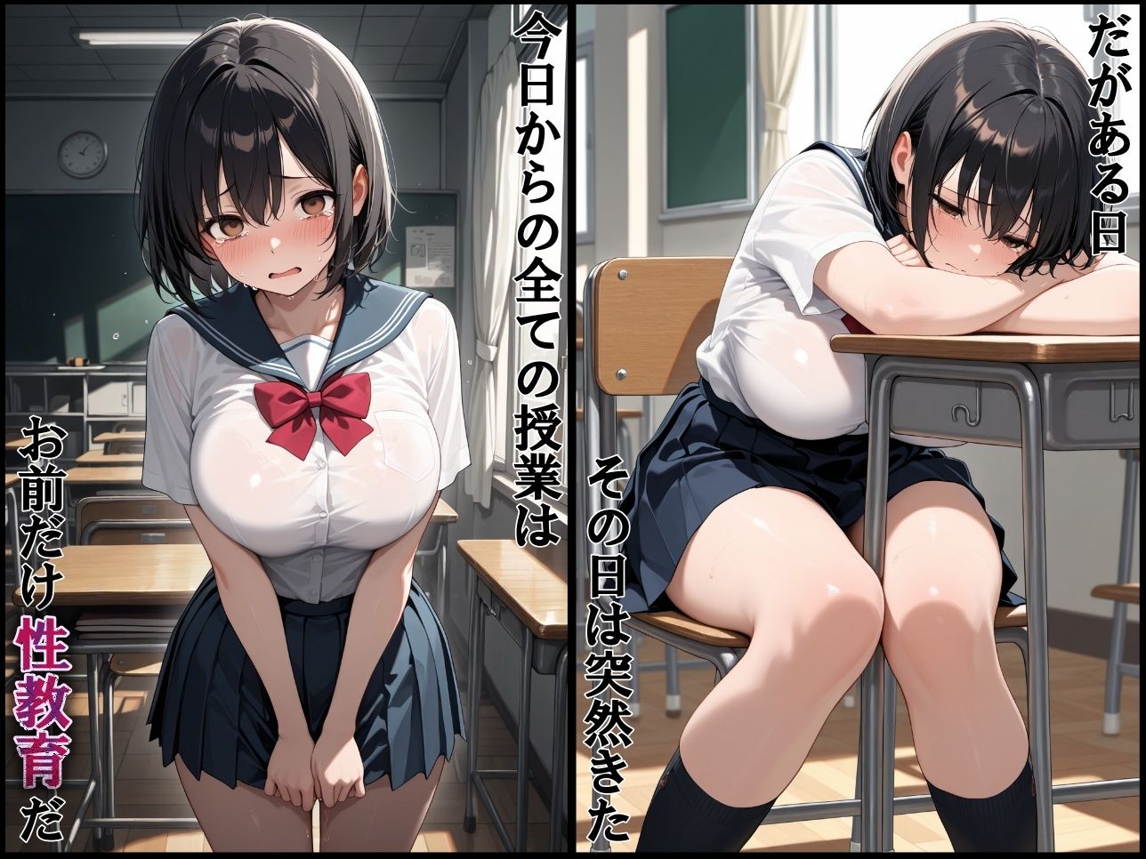 巨乳性指導〜調教されたまんこは男子達の肉便器〜 - サンプル画像 2
