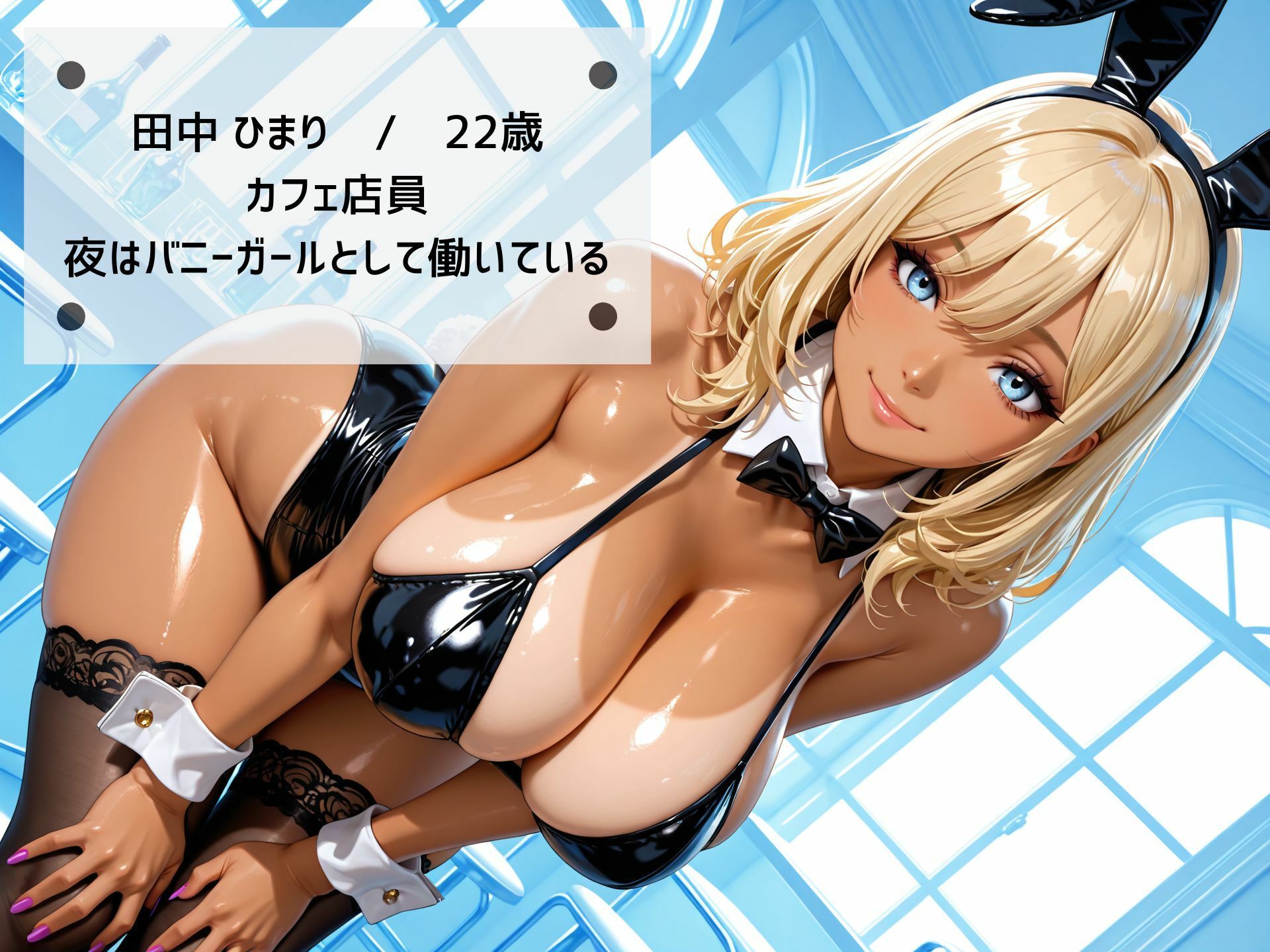 【4K高画質】黒ギャルが巨乳を揺らして濃密セックス！ むっちり巨乳バニーの日焼け跡がエロすぎる！ - サンプル画像 1