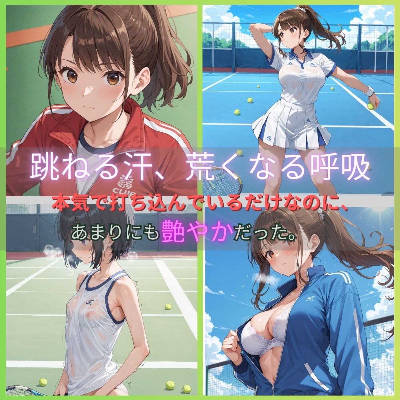 学園性活！ユニフォームに滲む汗 テニス部の本気がエロい2【汗かく美少女の厳選CG411枚収録】スマホ向け - サンプル画像 1