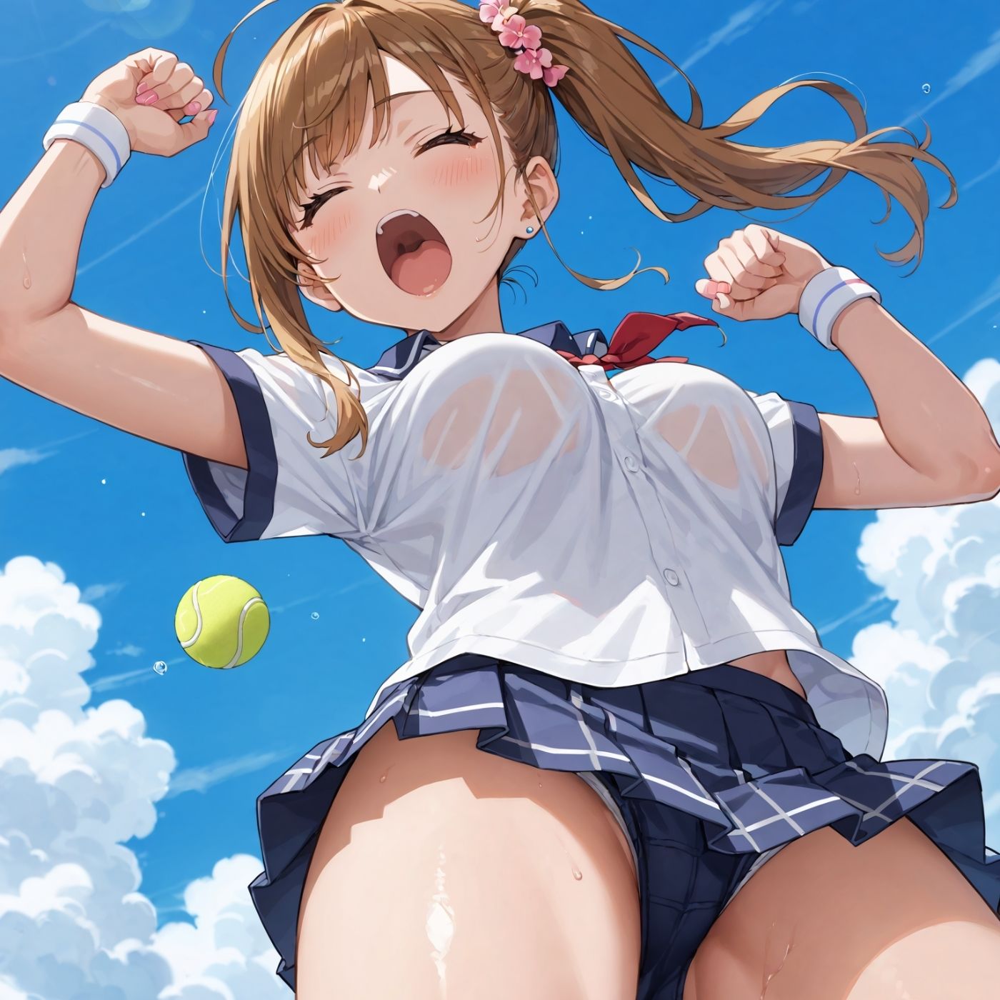 学園性活！ユニフォームに滲む汗 テニス部の本気がエロい2【汗かく美少女の厳選CG411枚収録】スマホ向け - サンプル画像 3