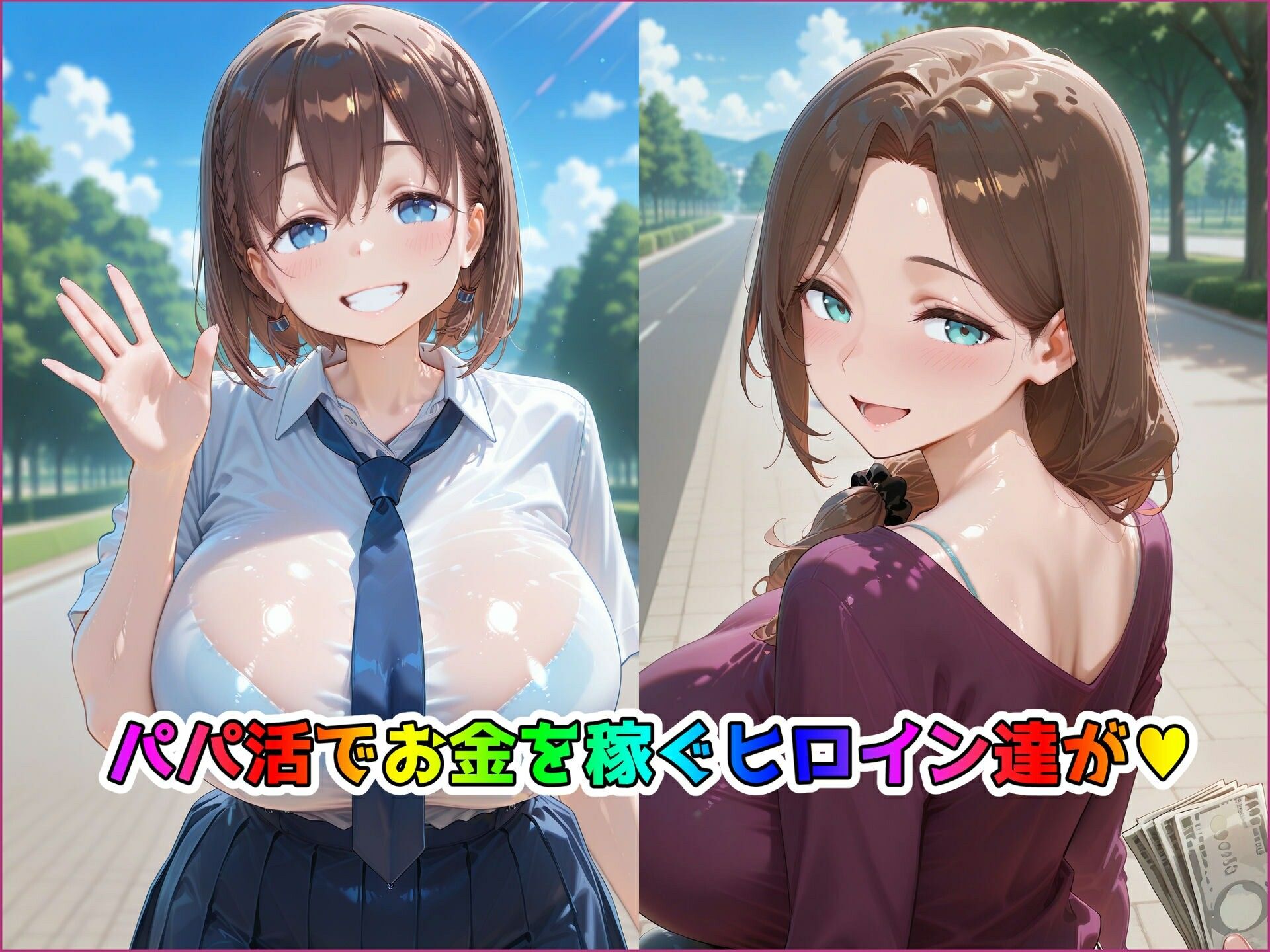 パパ活ヒロインと膣内射精えっちする話  〇曜日のたわわの親子編  あ〇ちゃん＆あ〇ちゃんママ - サンプル画像 2