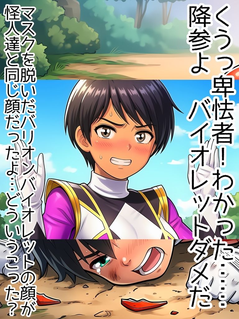 超重戦士バリオン  第二話  僕の相棒と妹と先生達戦闘員と怪人に改造堕  バリオンバイオレットと妹達が触手中出し受精托卵妊娠妊婦臨月ボテ腹アヘ顔戦闘員改造怪人破水出産 - サンプル画像 6