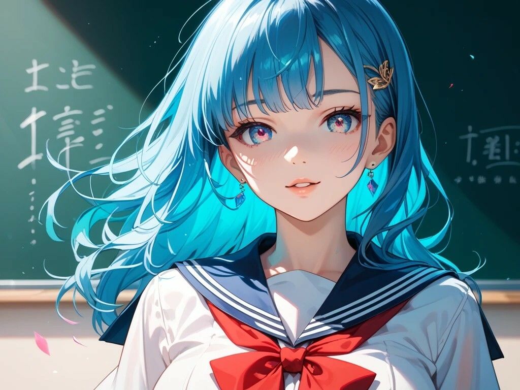茶髪メイドと青髪セーラー服の女の子と茶髪水着の女の子 - サンプル画像 4
