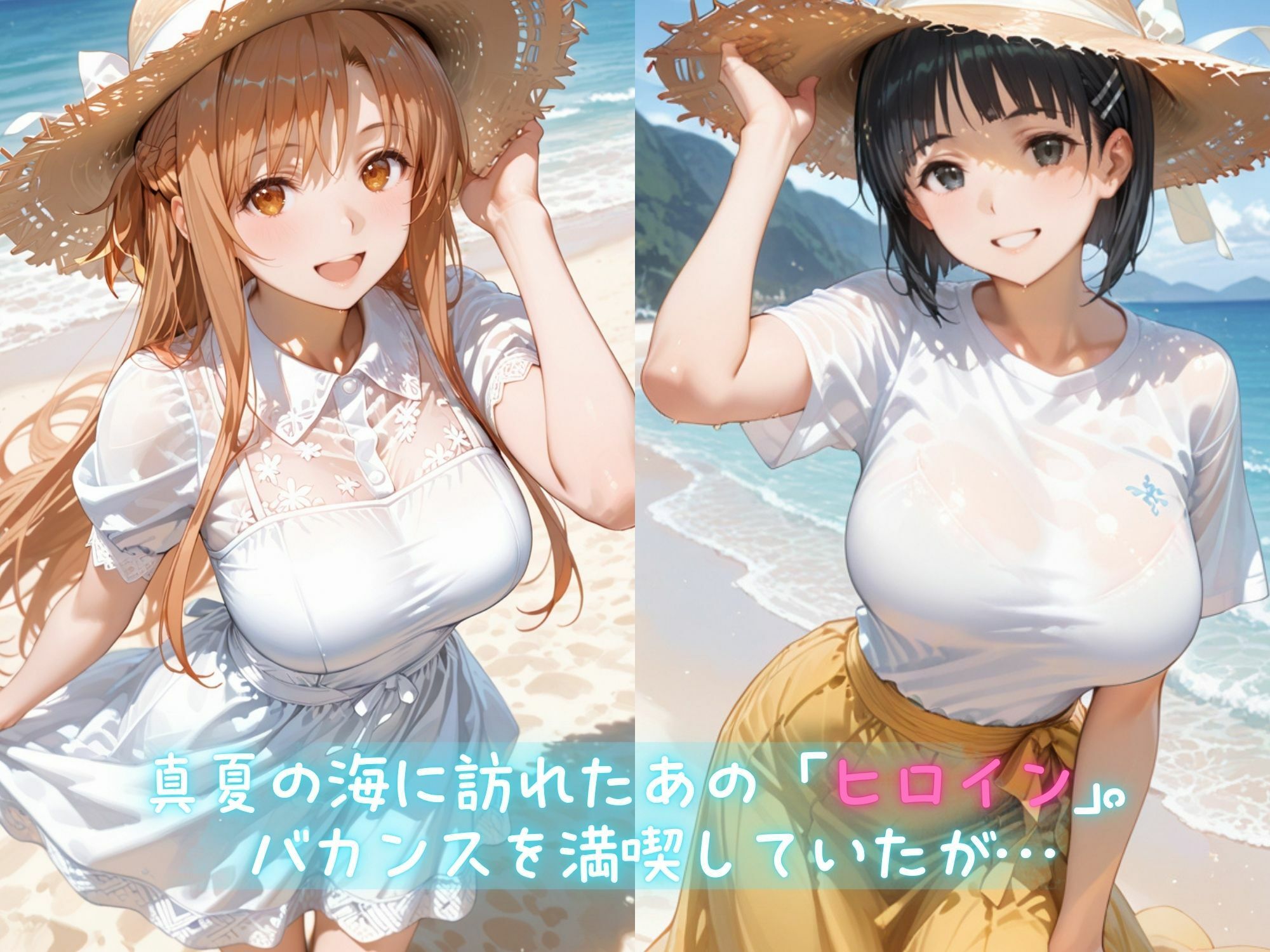 メス堕ちヒロイン  〜 あ●な＆す●は 夏の海編 〜 - サンプル画像 1