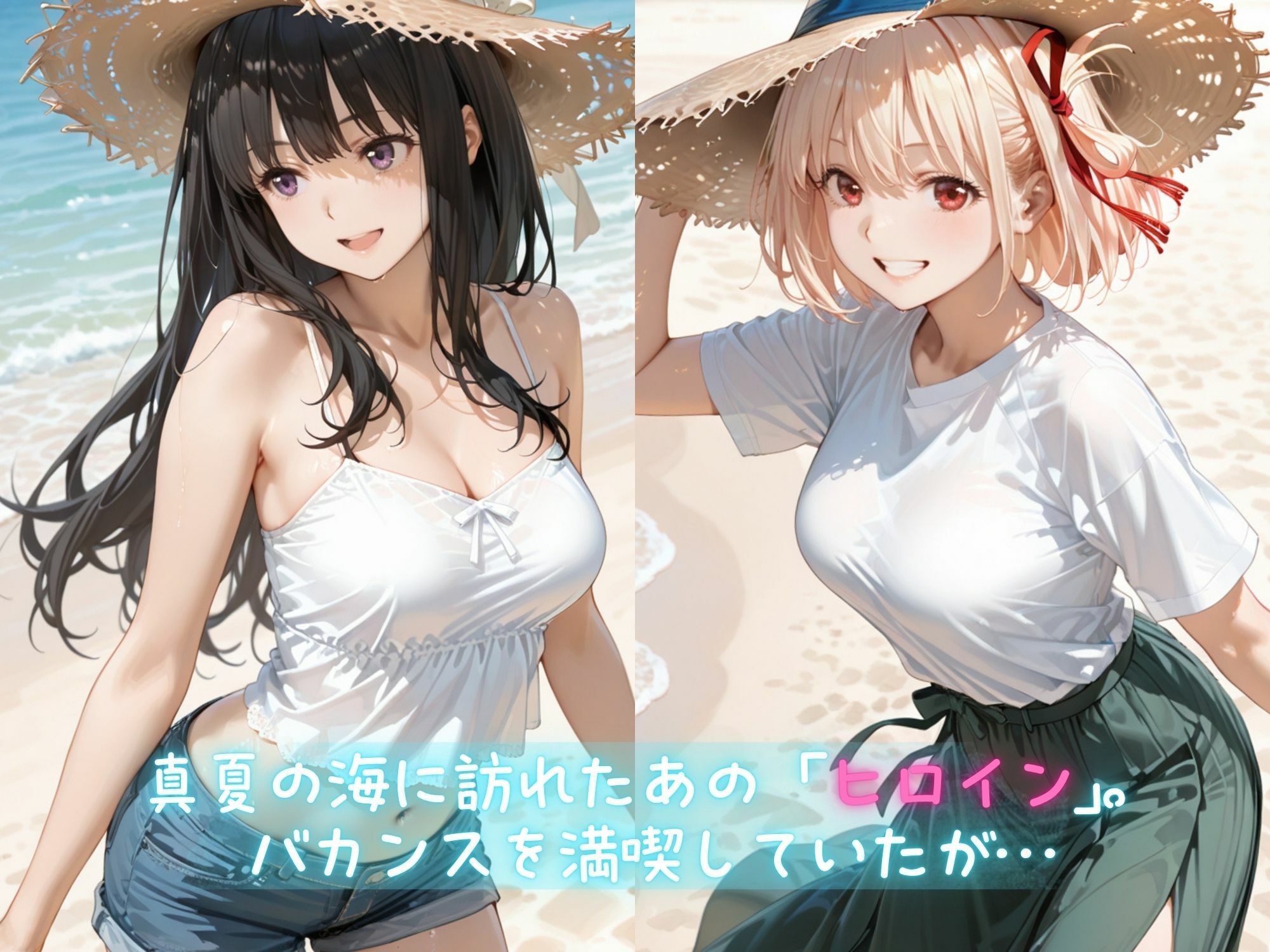 メス堕ちヒロイン  〜 た●な＆ち●と 夏の海編 〜 - サンプル画像 1