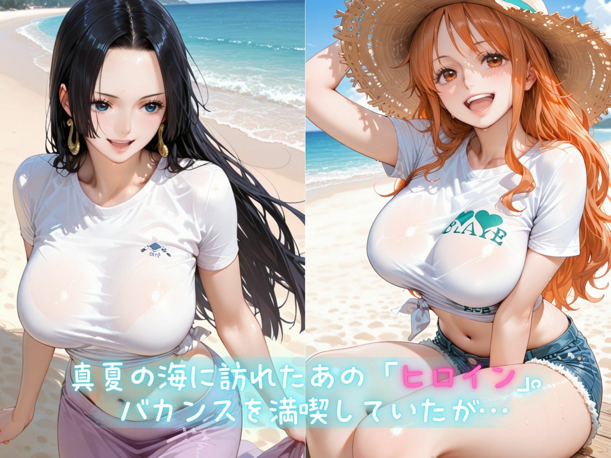 メス堕ちヒロイン  〜 ハン●ック＆●ミ 夏の海編 〜 - サンプル画像 1