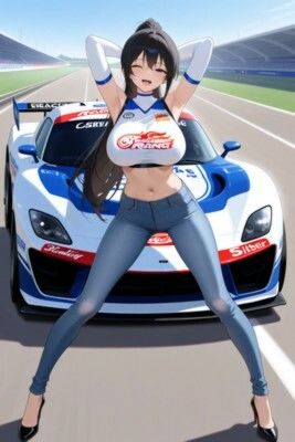 【裸ジーンズ女子7】裸ジーンズのレースクイーン - サンプル画像 1