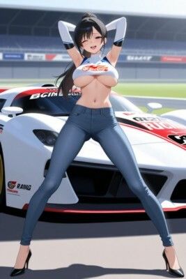 【裸ジーンズ女子7】裸ジーンズのレースクイーン - サンプル画像 2