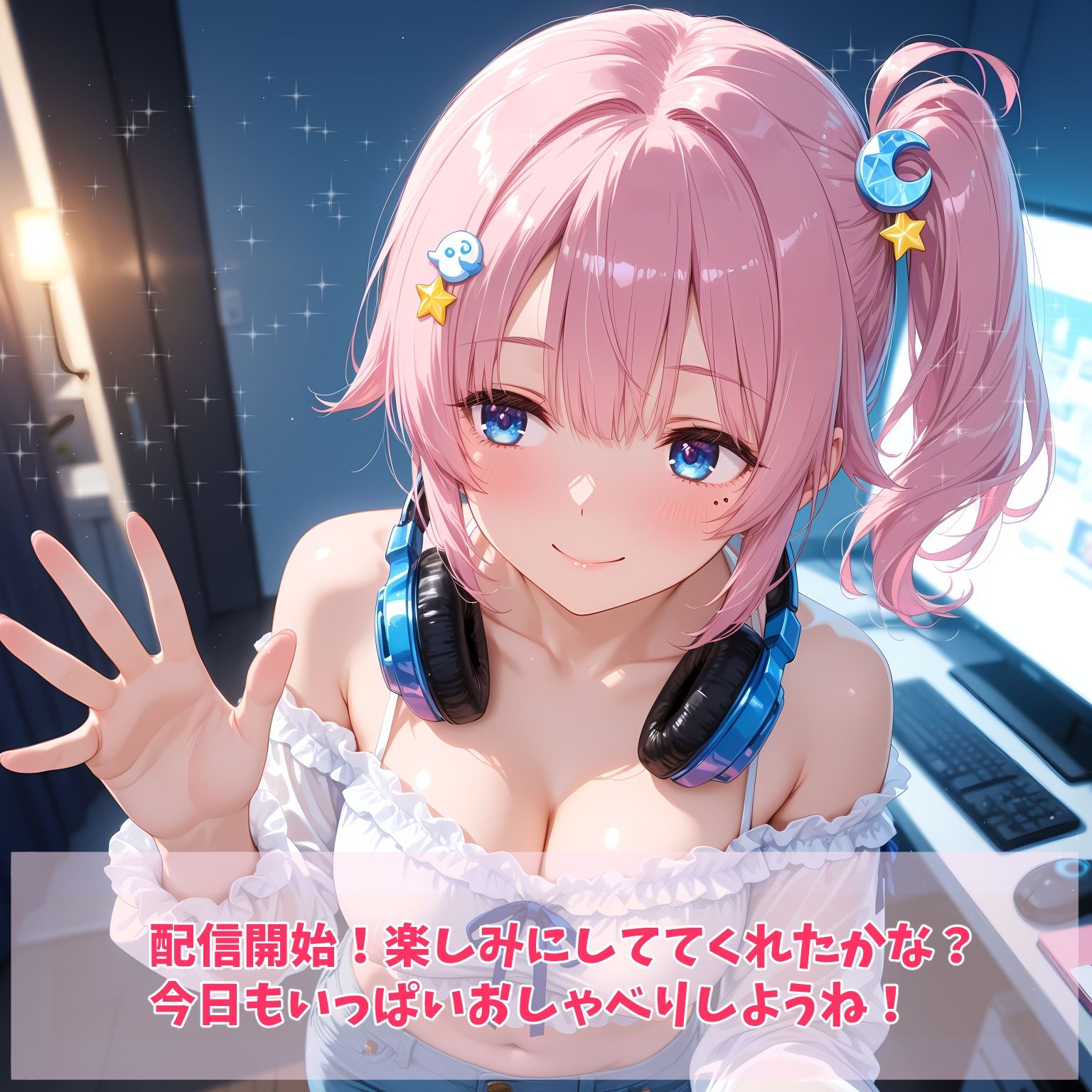 桃月ゆら  中田し配信中CG - サンプル画像 1