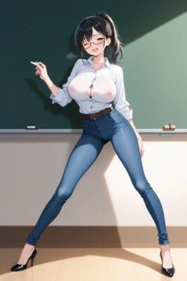 【裸ジーンズ女子8】セクシー変態教師の乳首丸見え講座 - サンプル画像 2