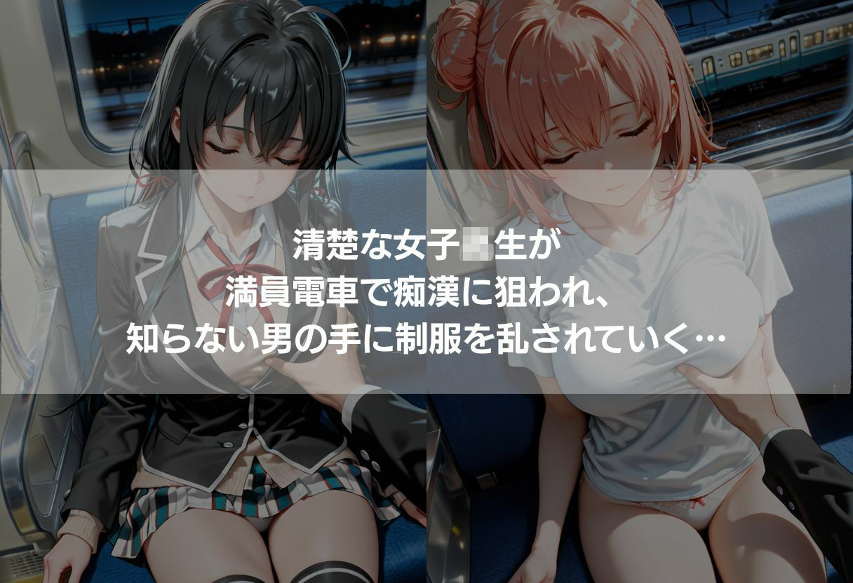 終電痴●記録 〜黒髪清楚JKと桃髪ツンデレ美女の堕落437枚〜 - サンプル画像 2