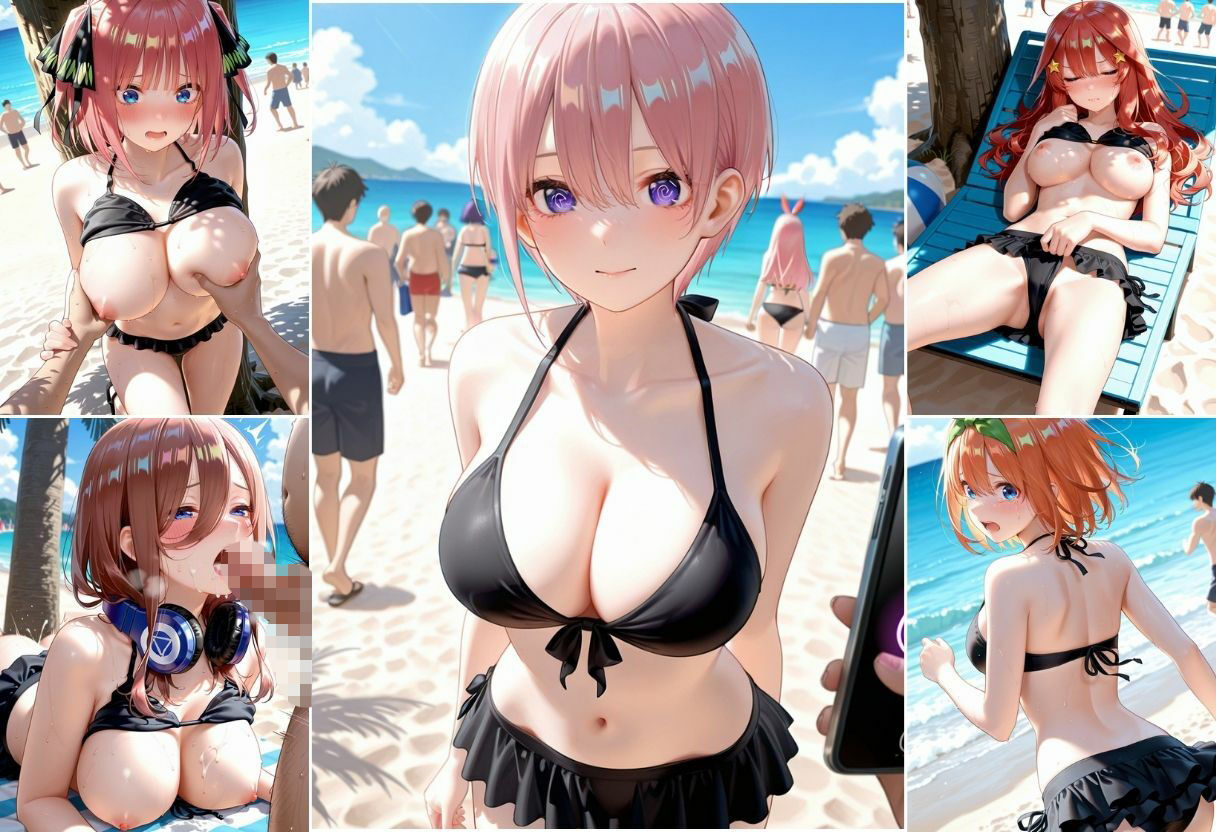 海辺で催●S〇X  8キャラ  500枚 - サンプル画像 3