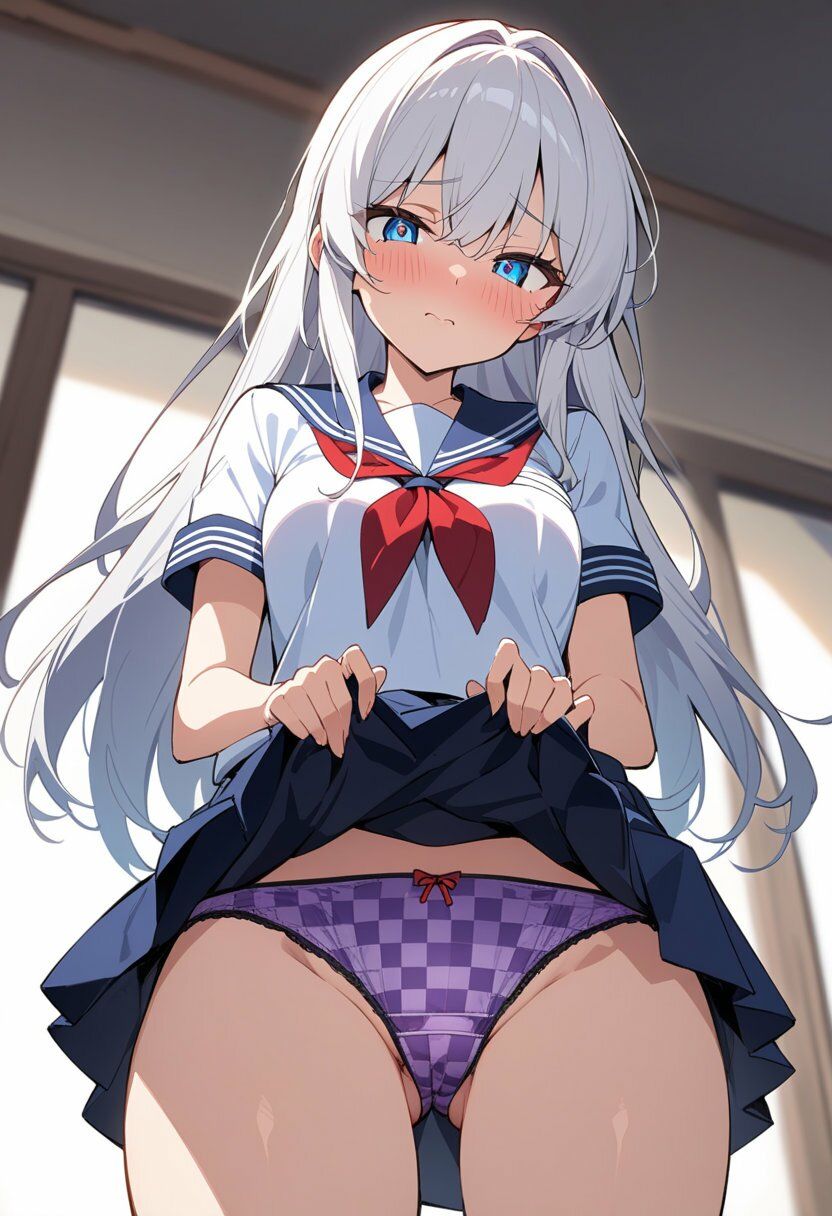 セーラー服でスカートたくし上げパンチラ200枚 - サンプル画像 3