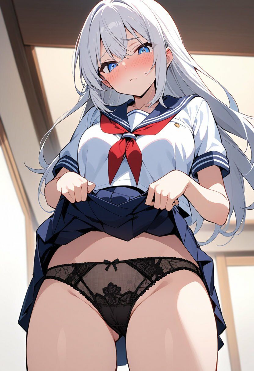 セーラー服でスカートたくし上げパンチラ200枚 - サンプル画像 4