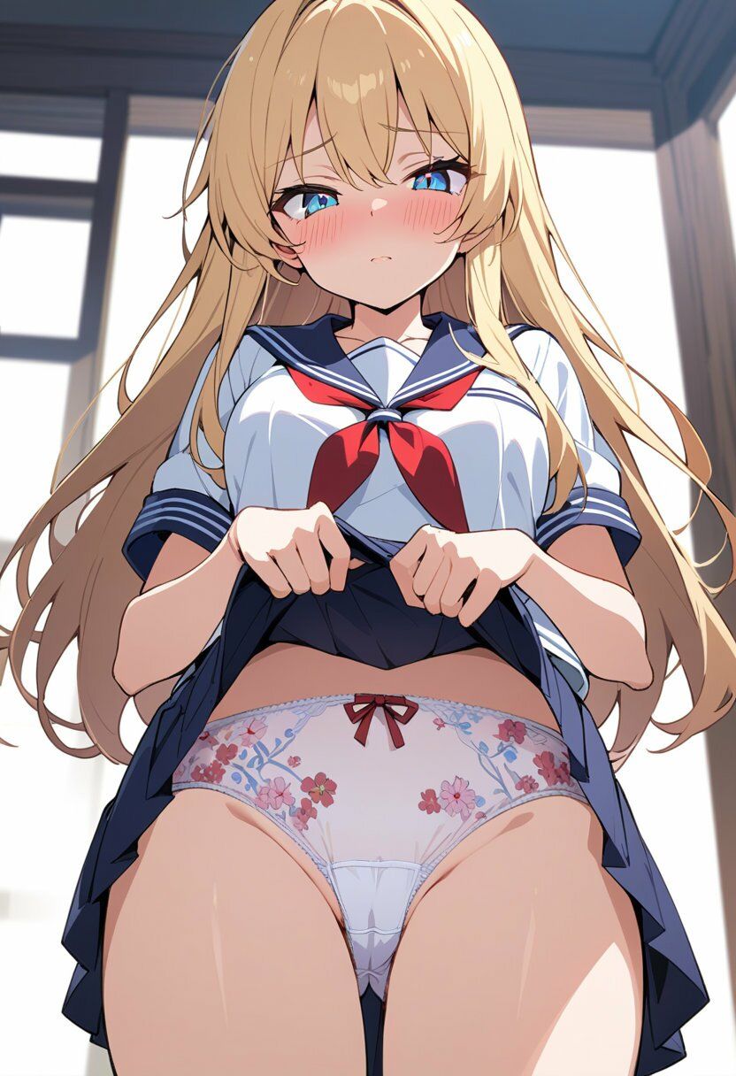 セーラー服でスカートたくし上げパンチラ200枚 - サンプル画像 9