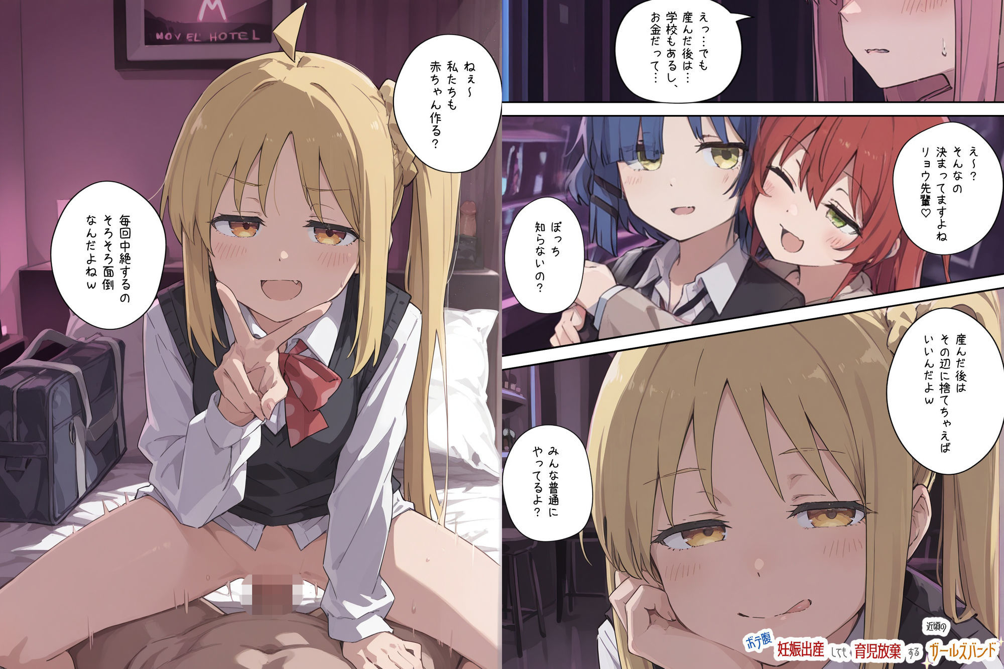 ボテ腹妊娠出産しても育児放棄する近頃のガールズバンド - サンプル画像 3