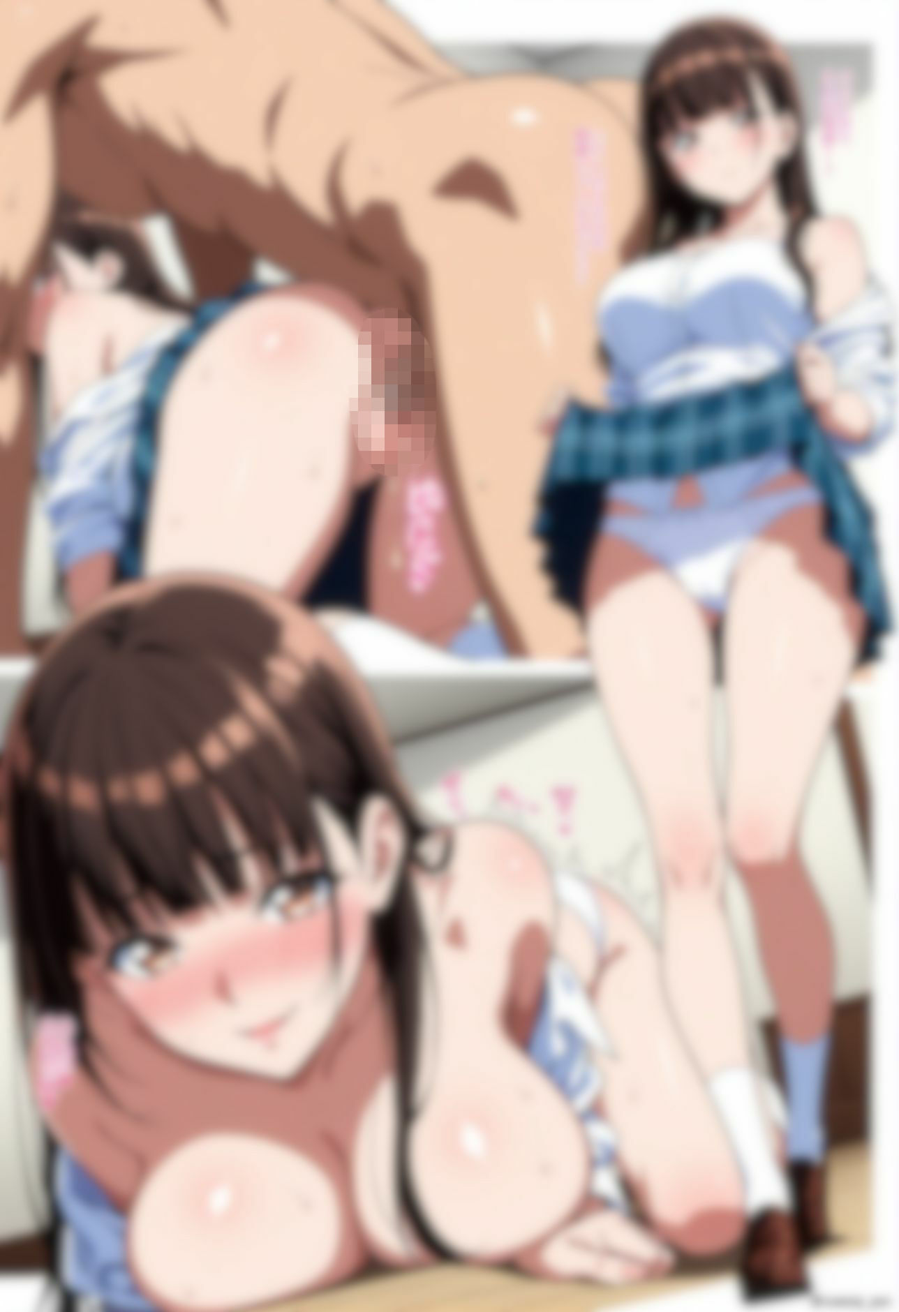 清楚系巨乳J〇と〇生服でパンツとエッチ - サンプル画像 1