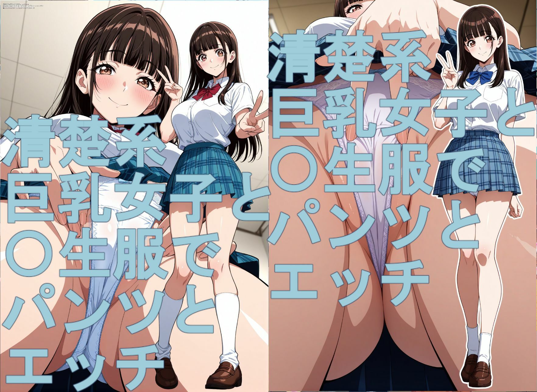 清楚系巨乳J〇と〇生服でパンツとエッチ - サンプル画像 9