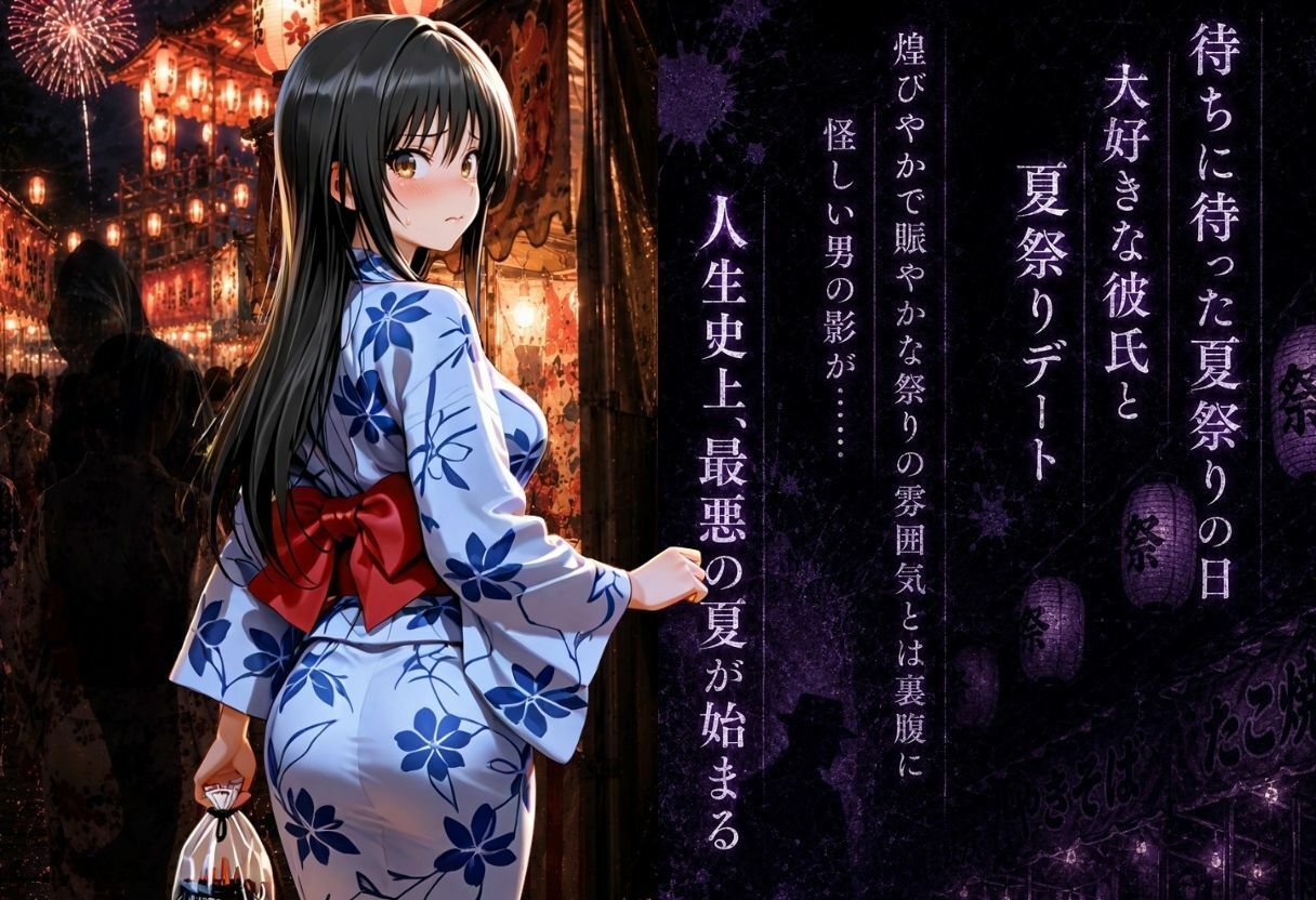 「夏祭りの夜に奪われた恋 〜ヤンキー不良に犯●れ、浴衣のまま絶頂する彼女〜」 - サンプル画像 1