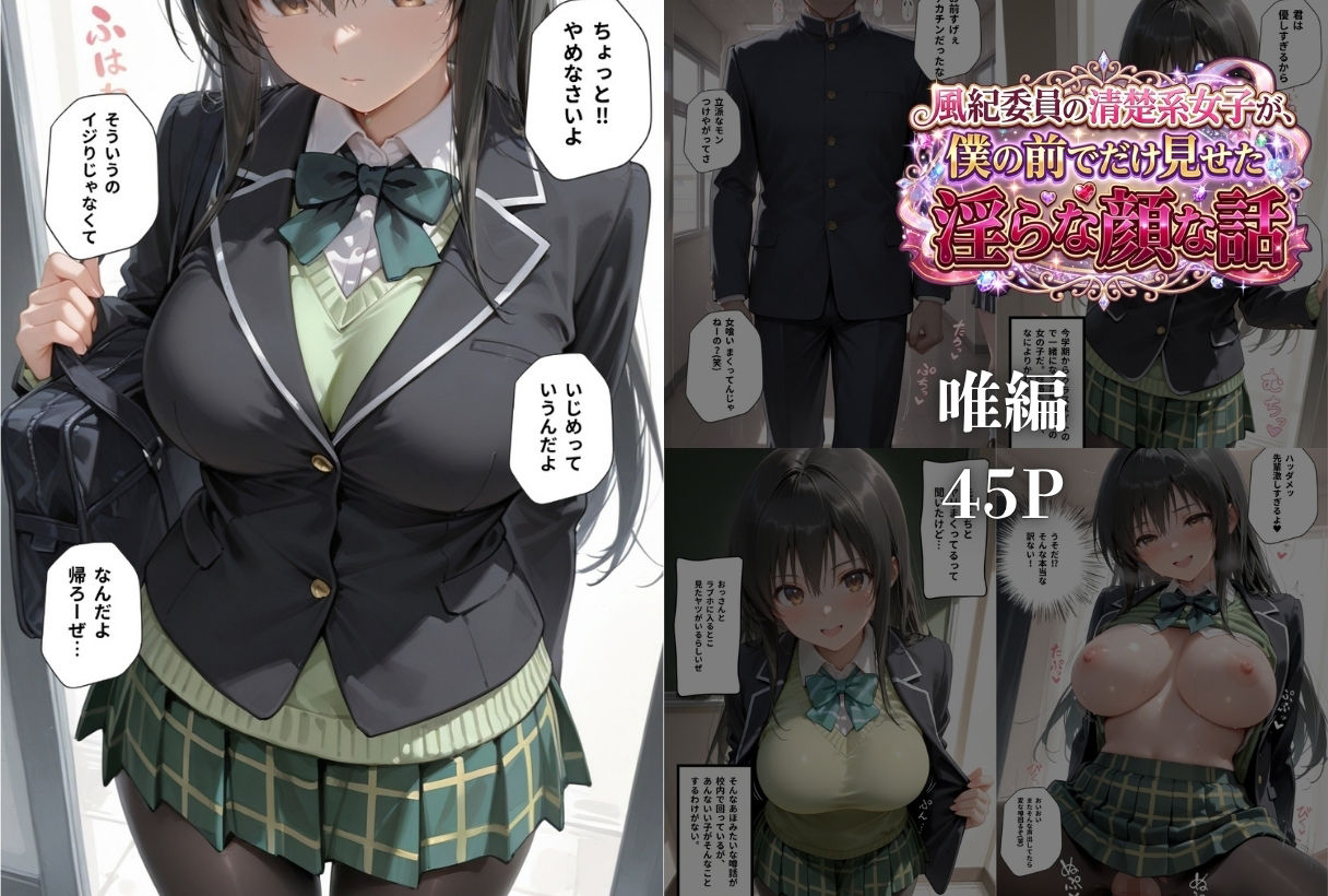 風紀委員の清楚系女子が、僕の前でだけ見せた淫らな顔な話」 - サンプル画像 1