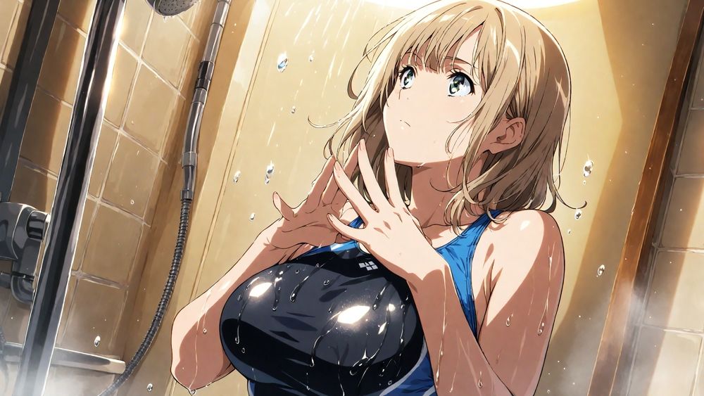 爆乳茶髪紫髪水泳美少女が熱血教師と水着姿孕ませ交尾【4K】 - サンプル画像 2