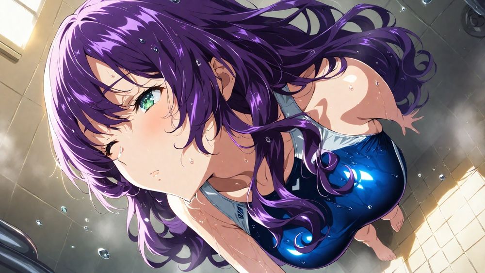 爆乳茶髪紫髪水泳美少女が熱血教師と水着姿孕ませ交尾【4K】 - サンプル画像 3