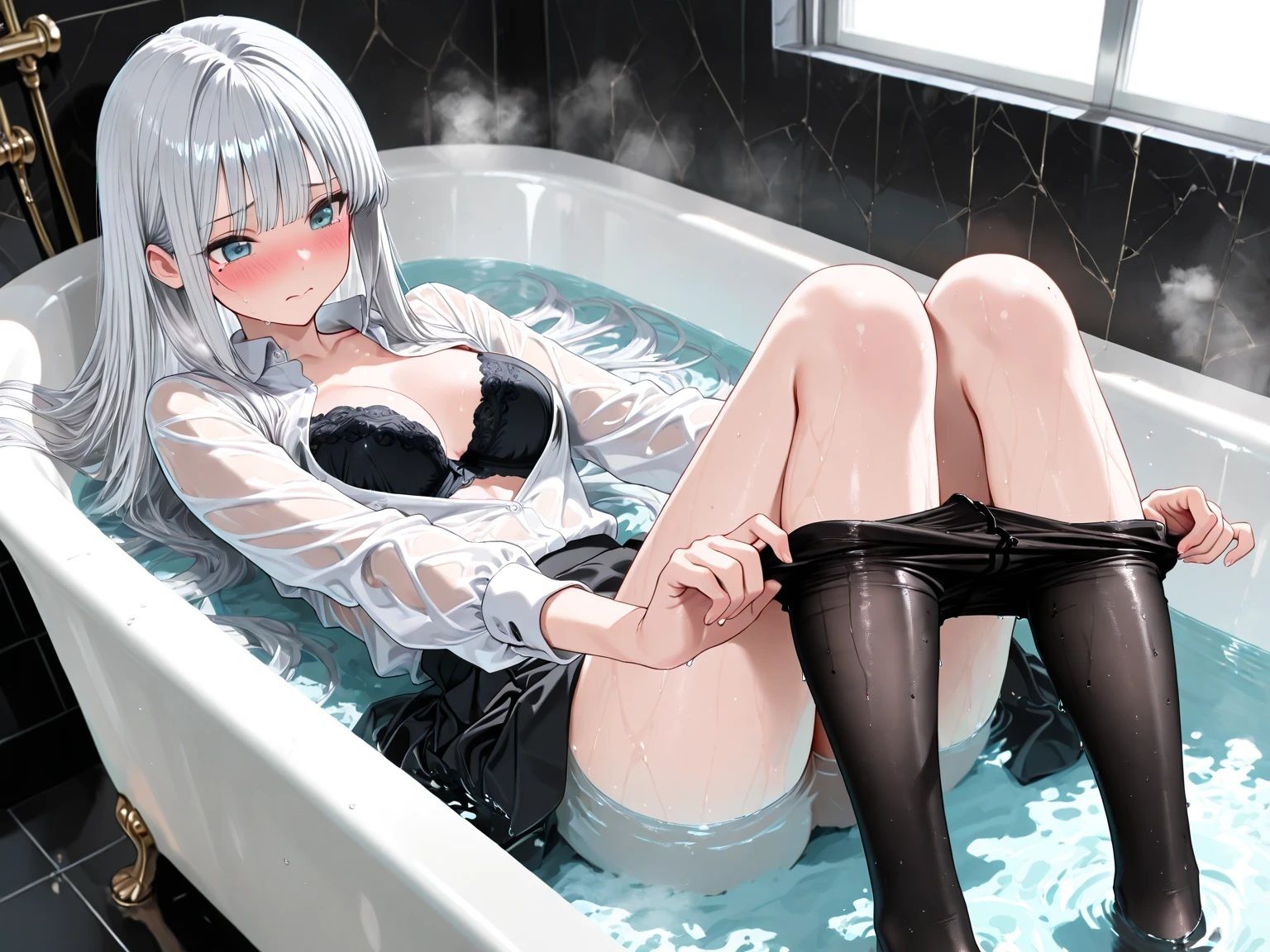 仕事帰りの着衣入浴 - 濡れ透けバスタイム - - サンプル画像 4