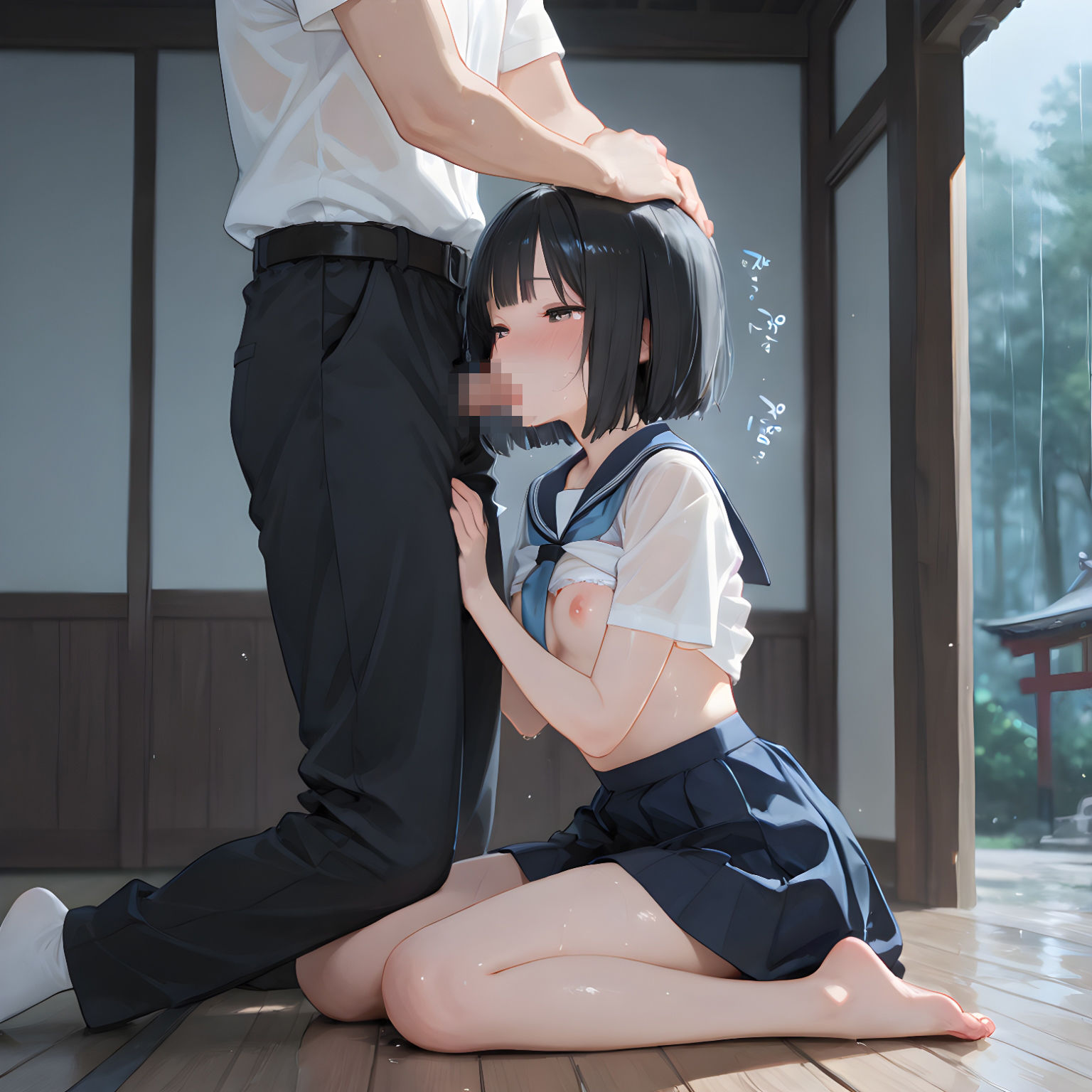 雨の社、紬葉のセーラー服が乾くまで - サンプル画像 5