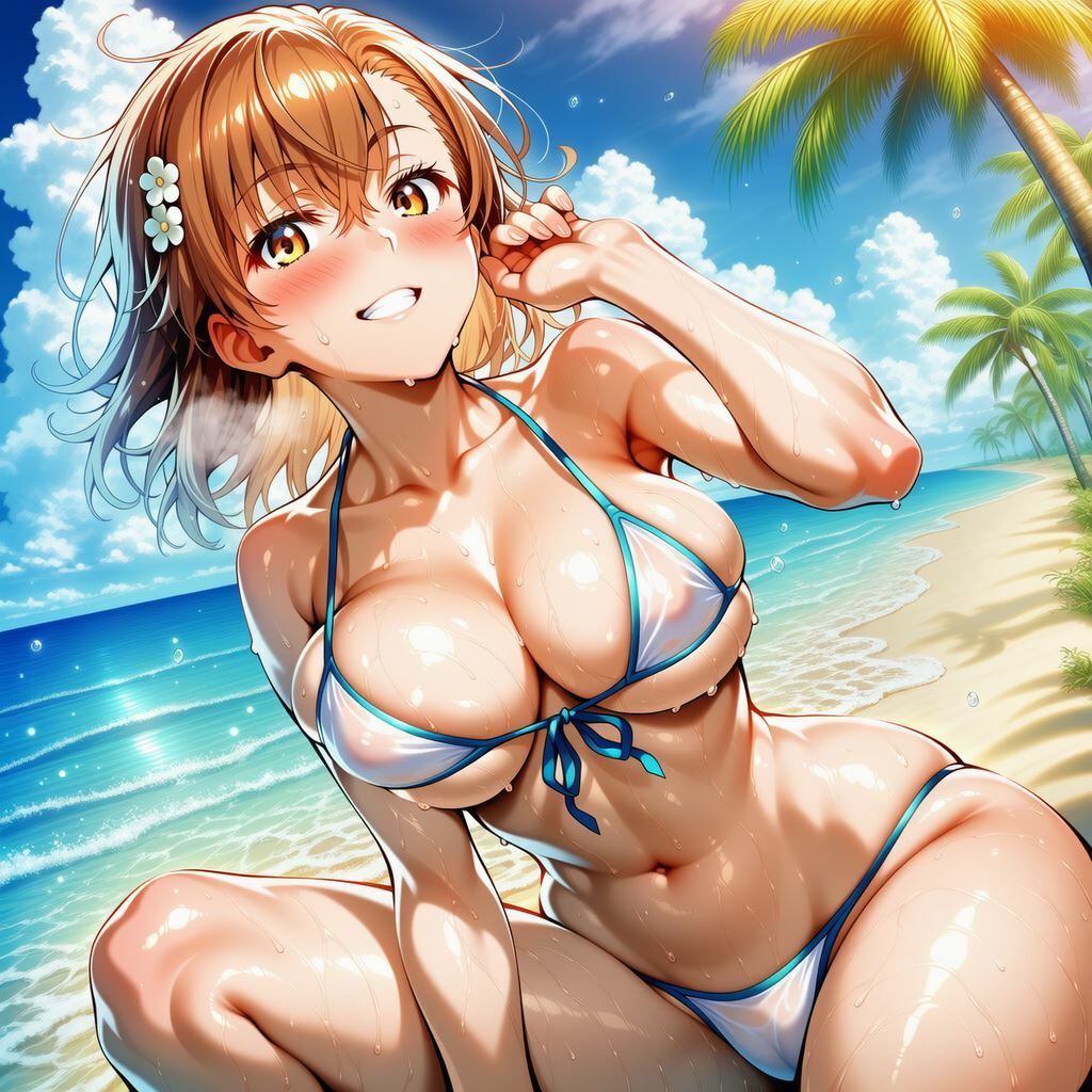 最強電撃ヒロインとある美琴のビキニグラビア   〜南国ビーチで輝く豊満ボディ〜 - サンプル画像 1