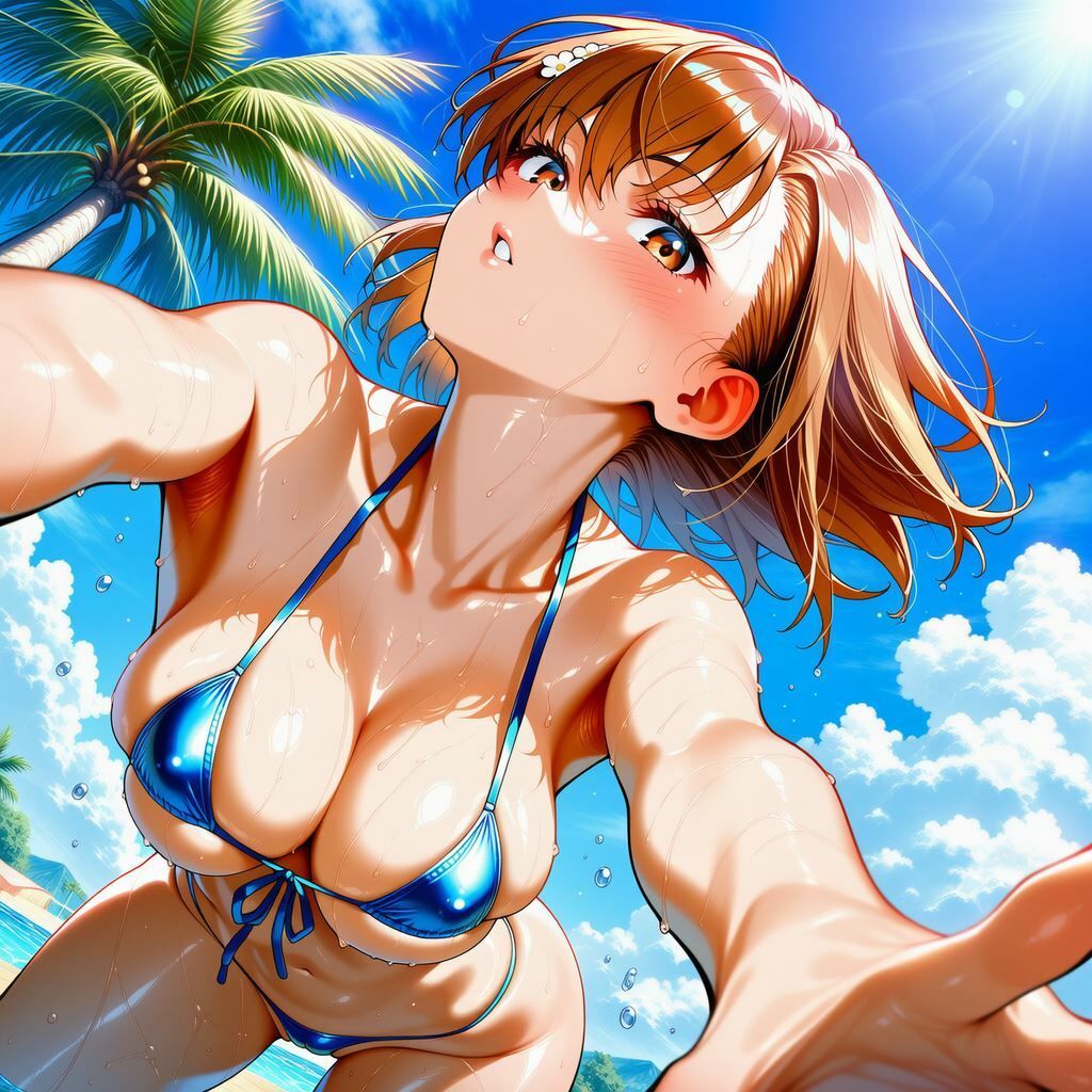 最強電撃ヒロインとある美琴のビキニグラビア   〜南国ビーチで輝く豊満ボディ〜 - サンプル画像 2
