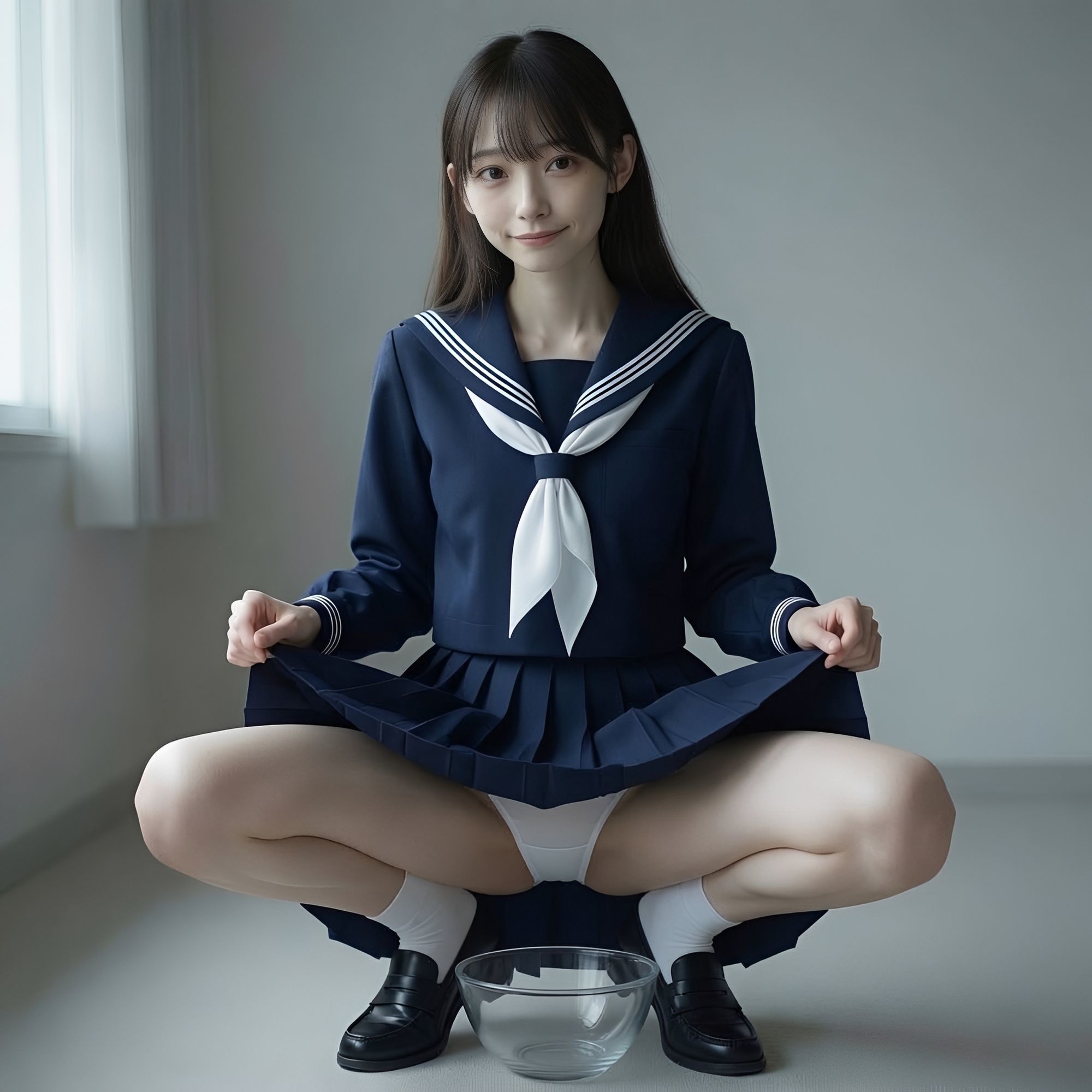 セーラー服  パンティ見せ 淫語と聖水を添えて - サンプル画像 3