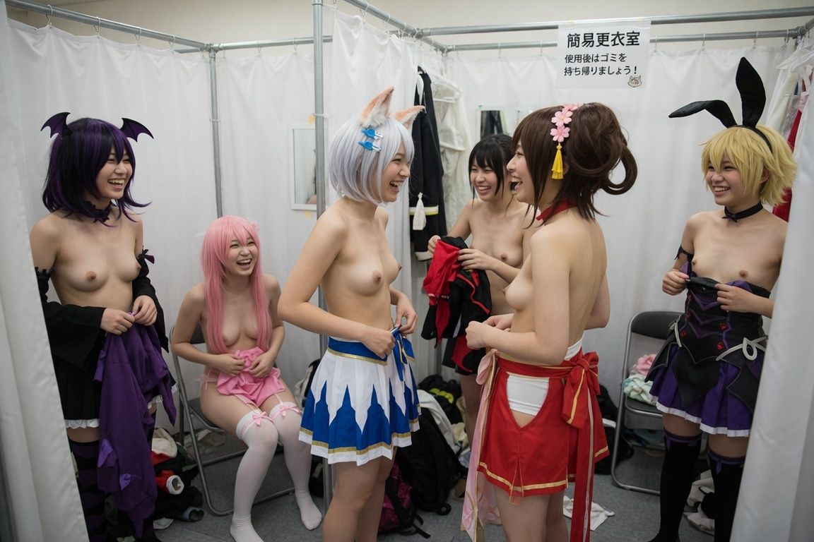 コスプレ会場の簡易更衣室の中の様子 - サンプル画像 1