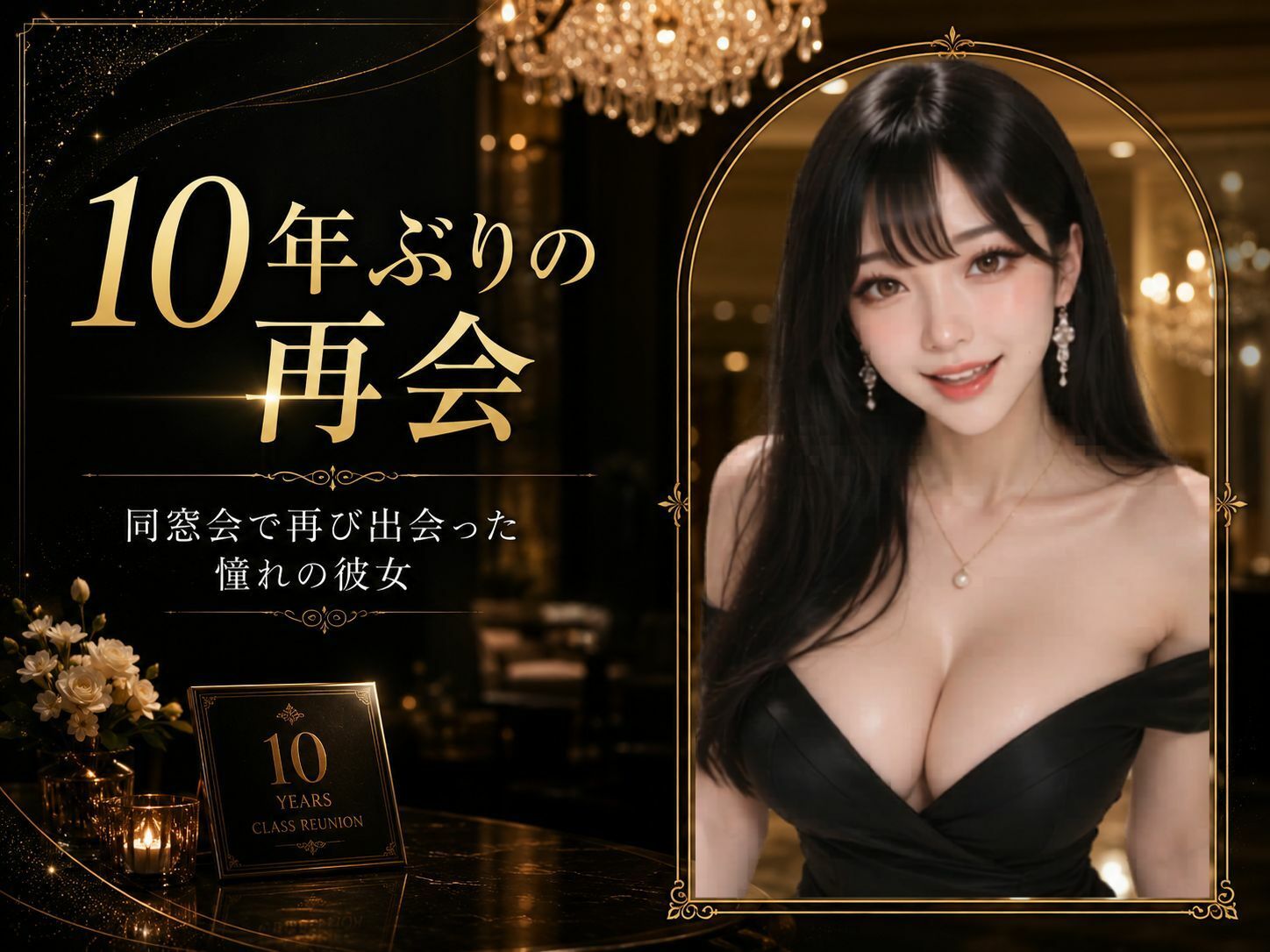 【音声付きOP】セレブ人妻、同窓会で不倫。10年ぶりに再会した憧れの彼女は、夫には言えないほど欲求不満だった - サンプル画像 1