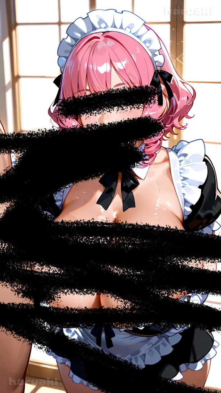 【AIアニメ巨乳美女写真集】Vol.15巨乳があふれてご奉仕放題なピンク髪メイドの七海さん - サンプル画像 5