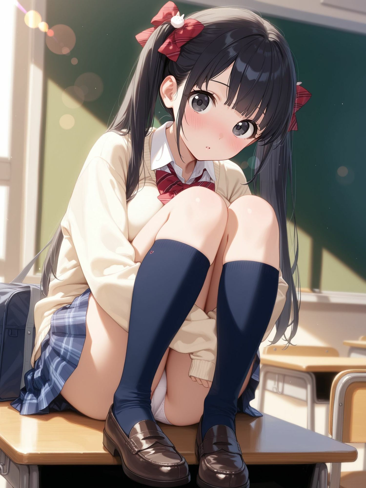 ツインテ女子〇生の教室でらぶらぶえっち - サンプル画像 1