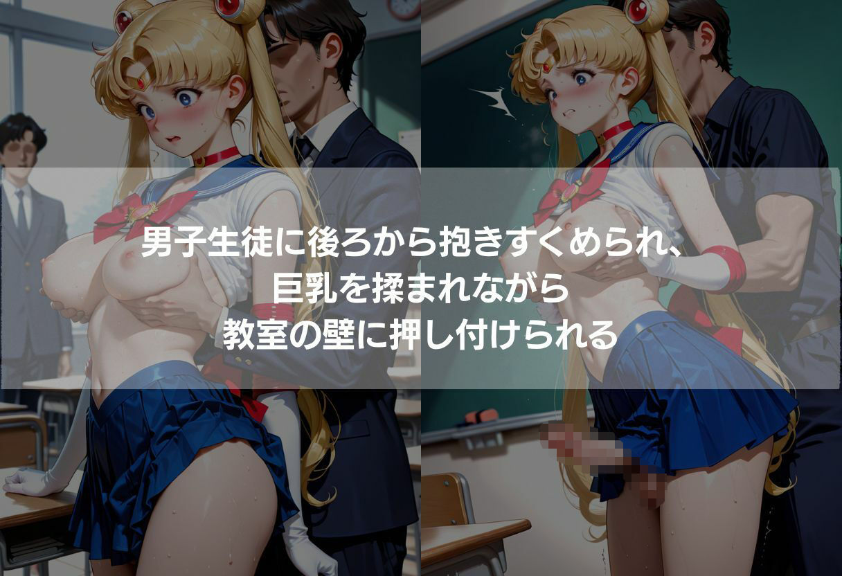 ふたなり巨乳3美少女 金髪青髪黒髪の教室・トイレ・森中出し 342枚 - サンプル画像 2
