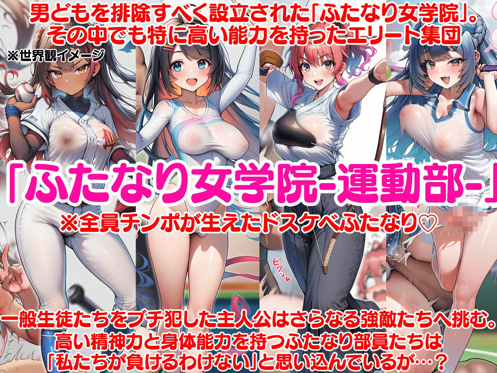 ふたなり即堕ち学園-運動部編- 〜鍛え上げても結局アヘ顔無様敗北射精〜 - サンプル画像 1