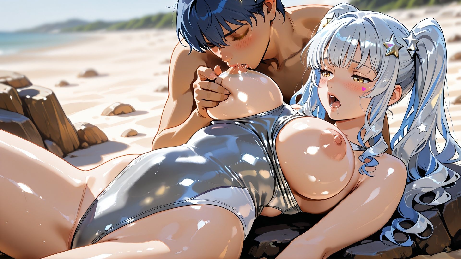 【4k120FPSフルアニメーション動画】乳もみ、乳首責め ビーチで青姦SEX 見られちゃたらどうしよう！！ ルナは我慢できません - サンプル画像 5