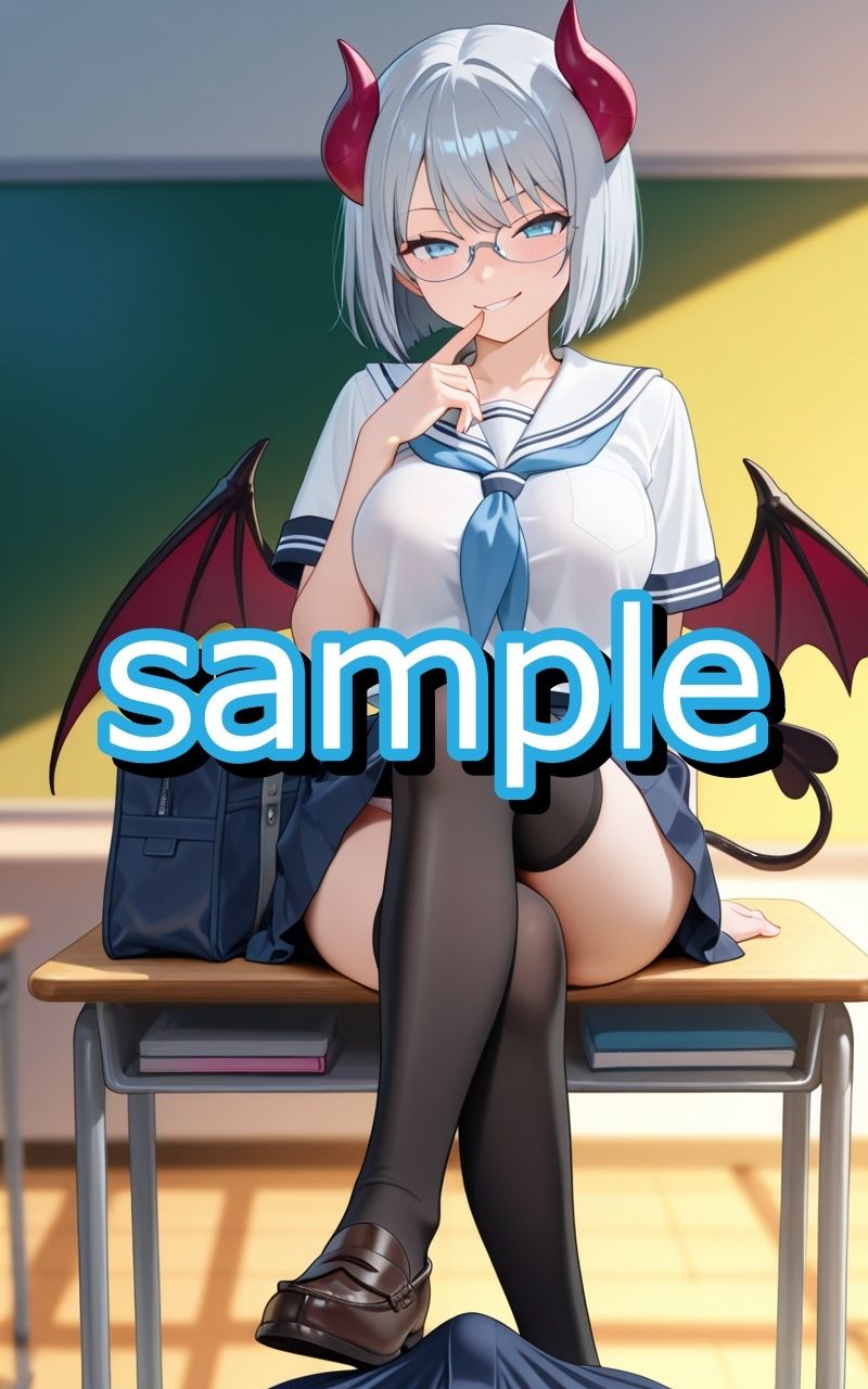 眼鏡っ娘サキュバスが学生時代モテなかった非モテ君のために学生服デートと対価にこってり搾精するイラスト集 - サンプル画像 3