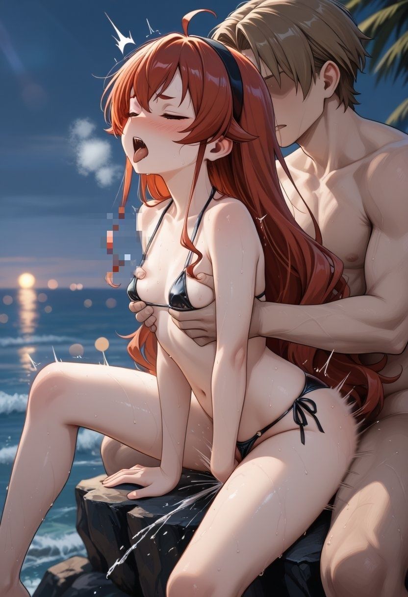 エ◯ス、ギ◯ーヌが際どい水着姿でビーチでセックスする【CG204枚】 - サンプル画像 4