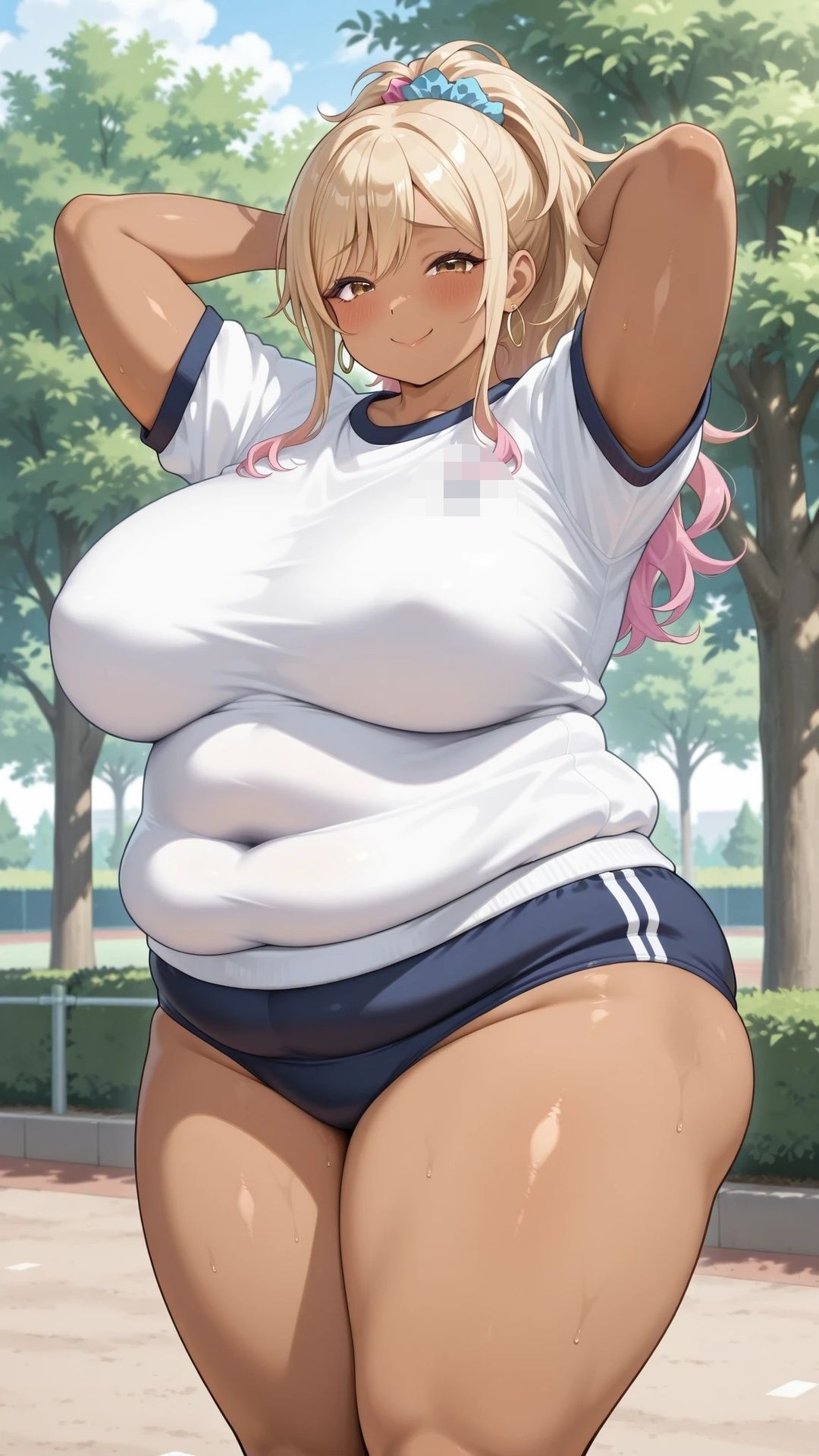 ぽっちゃりブルマ黒ギャルと公園エッチ - サンプル画像 2