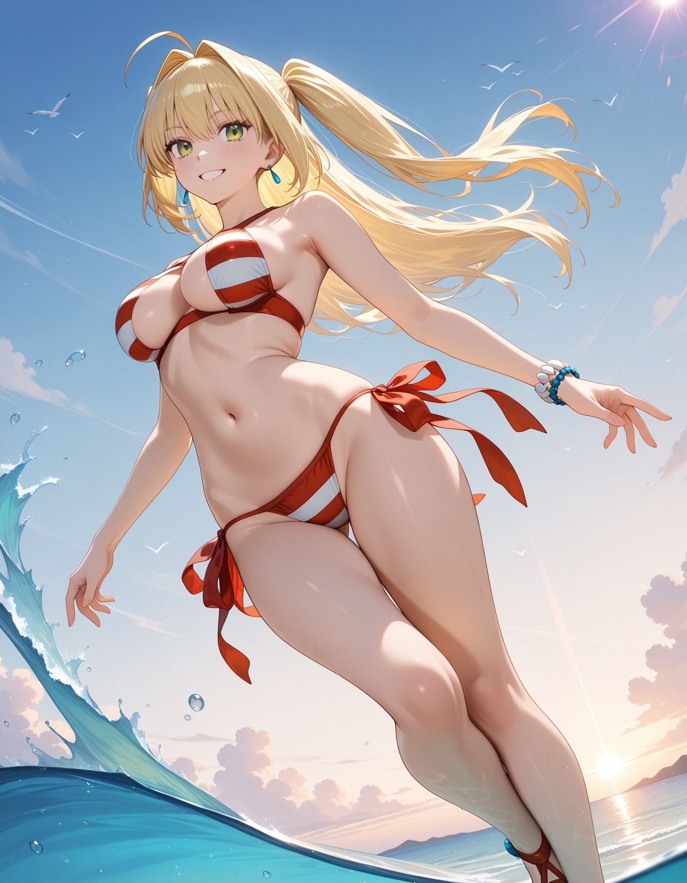 浜辺でキモデブ達に輪●された少女 - サンプル画像 1