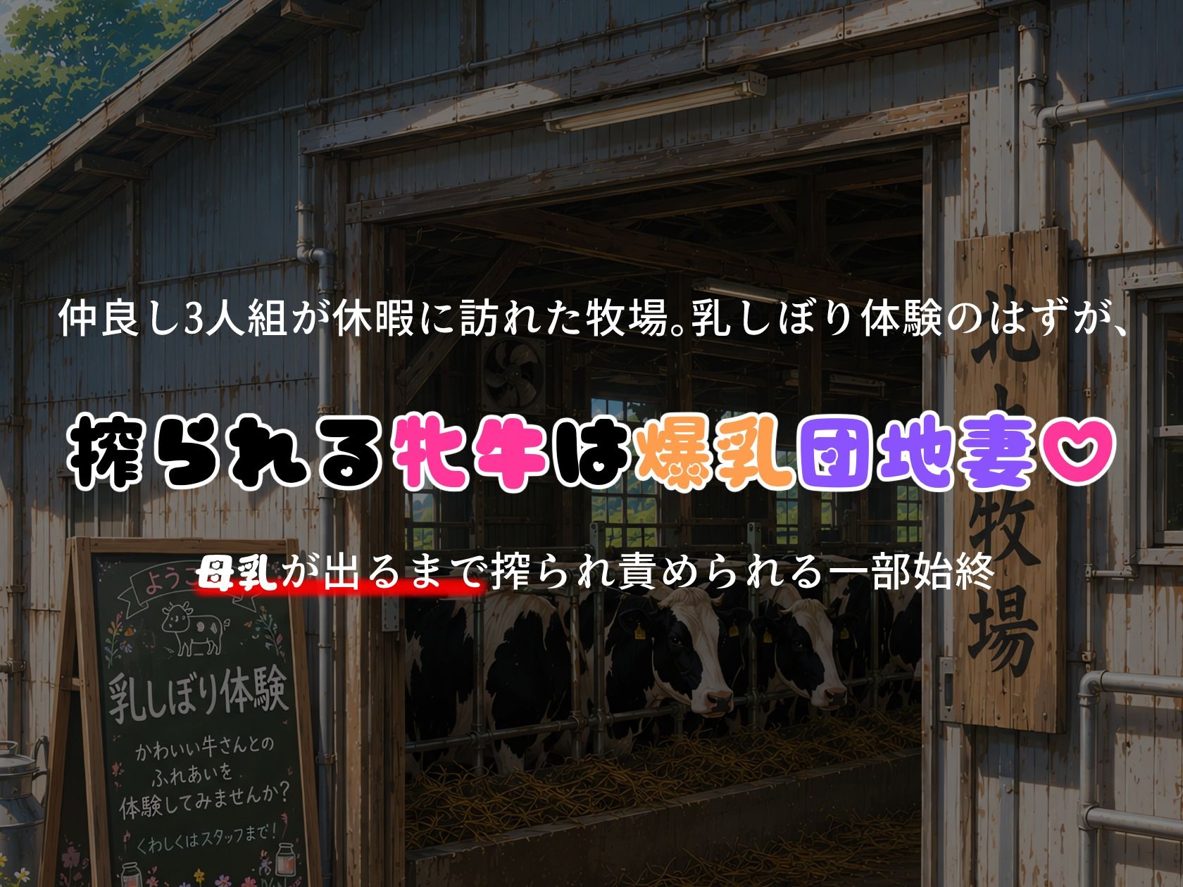 BreedingParty 爆乳団地妻の家族計画 〜搾られるのは私たちでした（はーと）〜 牧場乳しぼり体験編 - サンプル画像 1