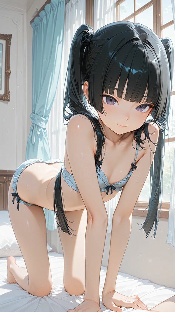 ツインテールの妹がパンツを見せて誘惑してくるCG集 - サンプル画像 1